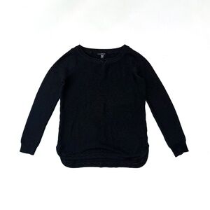 NWOT Black Micro Rib-Knit Crewneck Sweater